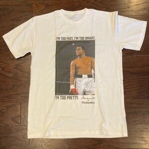 NWOT Contenders Clothing Muhammad Ali “I’M TOO FAST” Men’s Ivory Shirt - Large